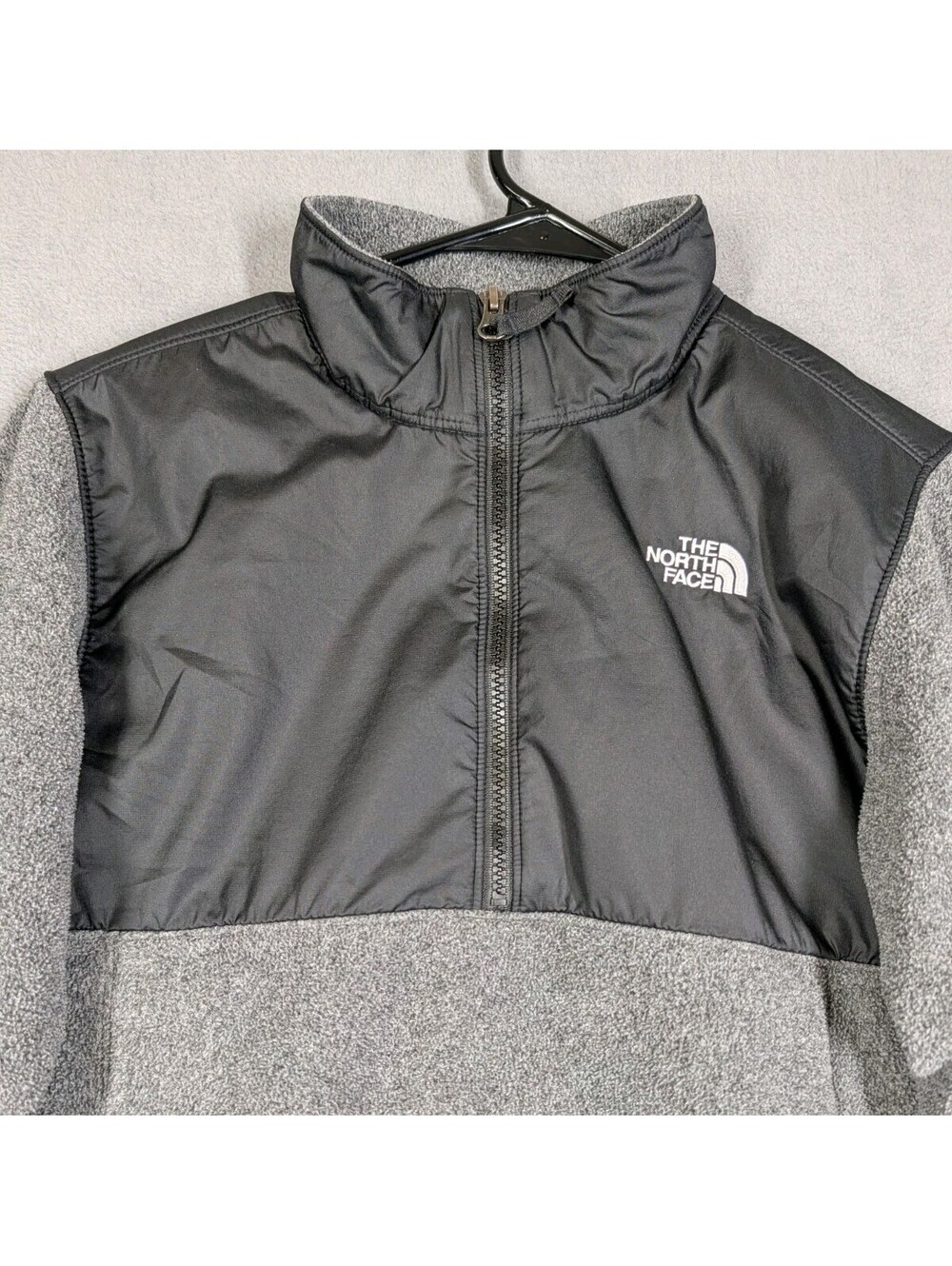 The North Face Boys L 14 16 Gray Black Fleece Quarter Zip Pullover Jacket Warm